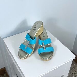 Tuscany Leather Turquoise Women's  Rhinestone Accents Sandals New condition